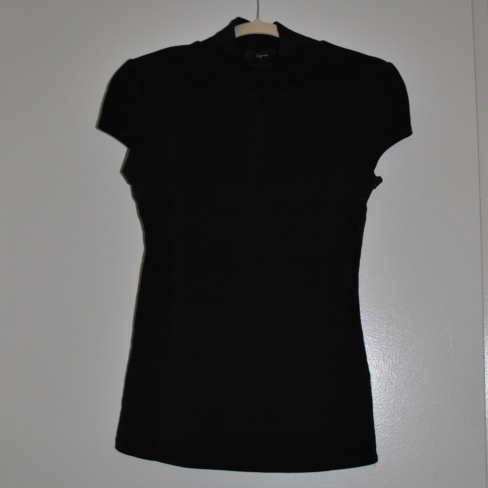 Express Mock Turtleneck Black Top